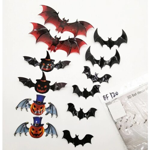 12pcs 3D Bats Sticker Halloween Decorations Waterproof Wall Decal Home Stickers