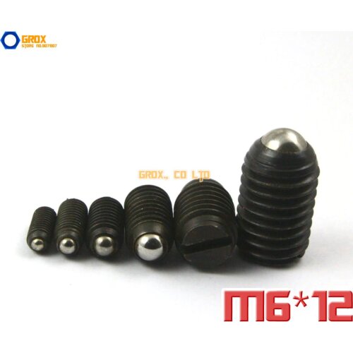 20 Pieces M6 x 12mm 12.9 Grade Alloy Steel Slotted Spring Ball Plunger Set Screw