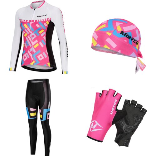 2020 Bicycle Team Cycling Long Sleeves Jersey Bib Pants Sets Breathable Quick Drying Slim Fit Full Zipper Gym Cycling Equipment