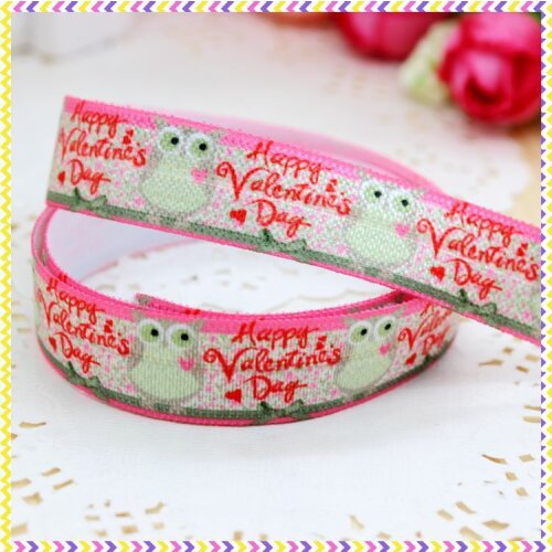 5/8'' Free shipping Fold Over Elastic FOE valentine owl printed headband headwear hair band diy decoration wholesale OEM B695