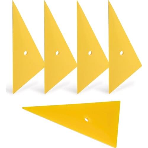 EHDIS 5Pcs Triangle Vinyl Film Wrapping Scraper Auto Window Tint Tool Yellow Go Corner Carbon Fiber Vinyl Car Wrap Squeegee 5A68