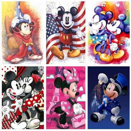 Disney 5D DIY Full Round Diamond Painting Mickey Minnie Diamond Embroidery Cross Stitch Rhinestone Mosaic Home Decor