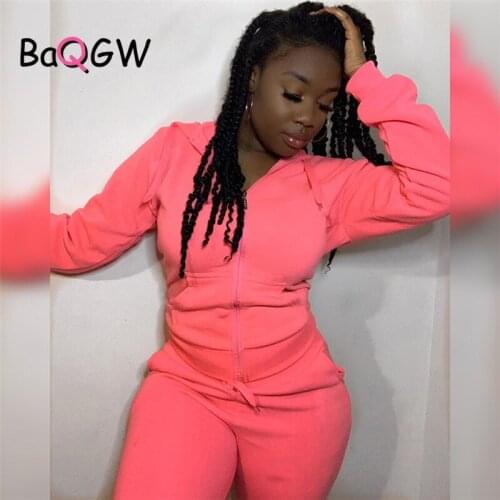BaQGW Autumn Two Piece Set Women Long Sleeve Hooded Zipper Pocket Sporty Jackets+leggings Matching Sets Workout Stretchy Outfits
