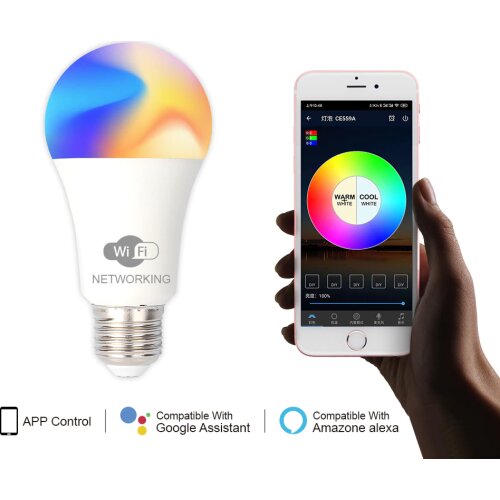 New Wireless WIFI Smart Bulb Home Lighting 9W E27 Magic RGB + APP LED Color Change Bulb Dimmable IOS / Android