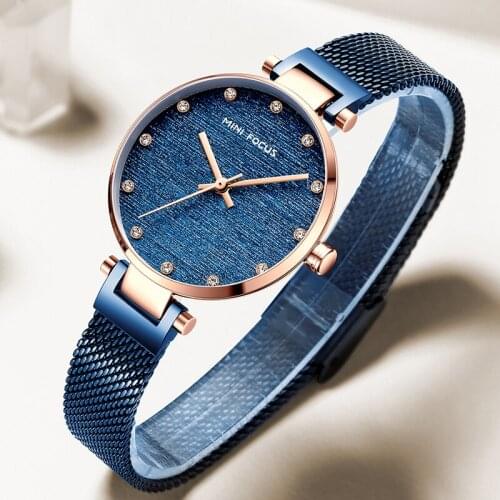 Minifocus Women Luxury Brand Watch Dress Simple Blue Ladies Wrist Watches Stainless Steel Watches For Women Montre Femme 2020
