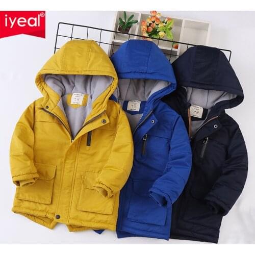 IYEAL Children Fleece Outdoor Jackets for Boys Hooded Warm Kids Boy Outerwear Windbreaker Autumn Casual Baby Boy Coats Clothing