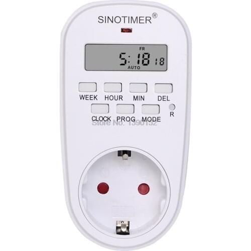 DHL 50pcs EU Plug Outlet Electric Digital Time Control 7 Day Weekly Programmable Plug-in Timer Switch Wall Clock Power Socket