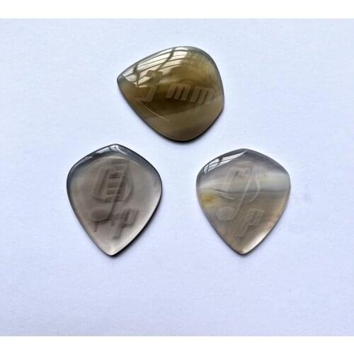 Gray Agat e Chalcedony Crystal Stone Guitar Pick,"Round Tip Genuine Stone Bead Pendant Guitar Pick 2pcs/lot