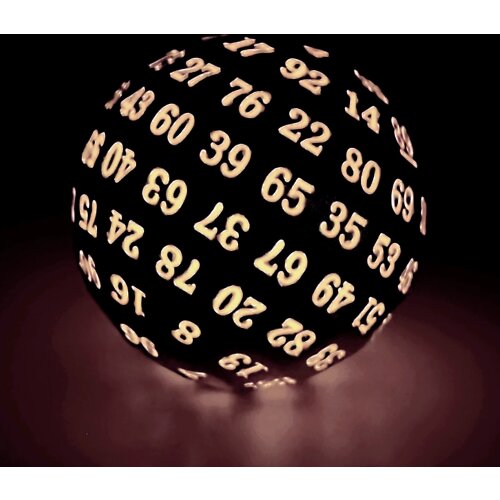 Haxtec Metal D100 Dice 100 Sided DND Dice Pathfinder RPG-Black Glowing Red Numbers
