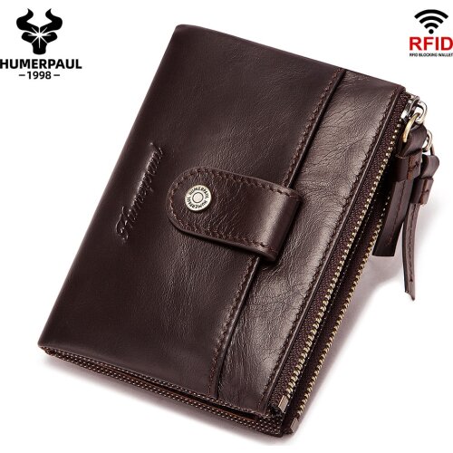 HUMERPAUL Classic Mens Wallet Genuine Leather Luxury Wallets Short Male Purse Card Holder Coin Pocket High Quality Portomonee