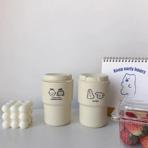 New Cartoon Cute Bunny Hand-painted Coffee Mugs Portable Practical Reusable Non-slip Drinking Ware Mug simple Tea Coffee Cups