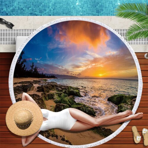 Coconut seaside scenery map Sea beach towel Pareo beach Towels Towel Beach cover up beach towel Bath towels miraculous For home