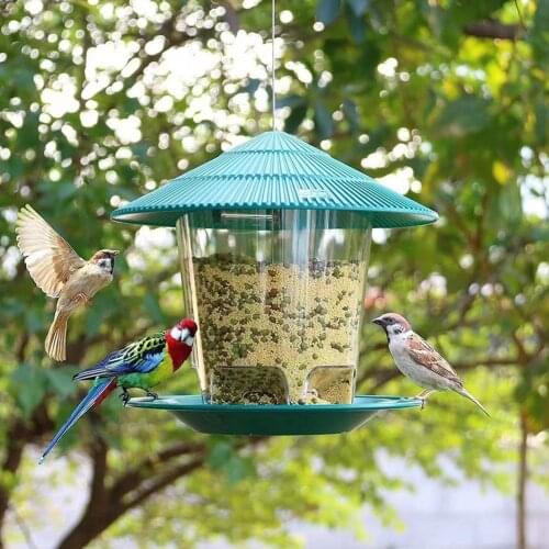 Plasti Bird Feeder Outdoor Hanging Gazebo Bird Food Seed Holder Container Box​ Small Size Poultry Feeder Accessories