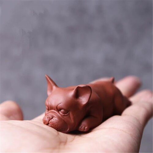 Creative Purple Clay Sleepy Dog Tea Pet Teaware Supplies Ceramic Small Animal Figurines Lucky Puppy Home Decoration Crafts