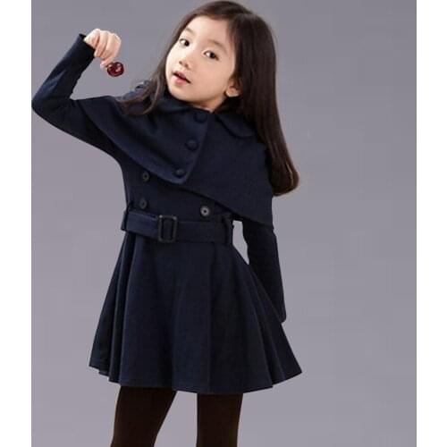 Autumn warm girl jacket woolen thick girl coat coat solid jacket children winter clothing girl 6 8 12 years