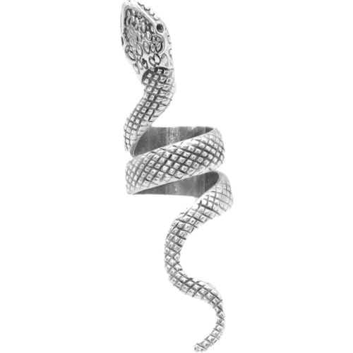 Labalaba Men Antique Silver Plated Dolman Model Snake-Shaped Right Adjustable Finger Ring