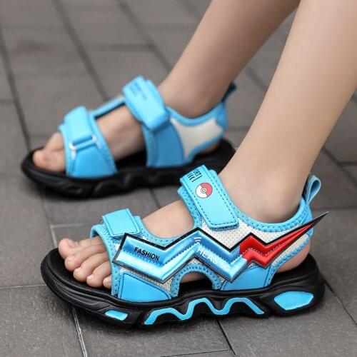 Summer Sports Sandals Kids Fashion Sandalias Childrens Cartoons Beach Shoes Non-slip Soft Bottom Leather Cartoons Sandals Baby