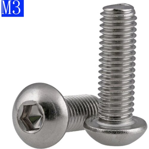 M3 3mm M3 - 0.5 Metric 304 Stainless Steel Hex Socket BUTTON HEAD Screws Bolt A2