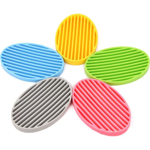 Fashion Soap Holder Container Dish Fashion Silicone Flexible Soap Dish Plate Bathroom Soap Holder 4 Colors