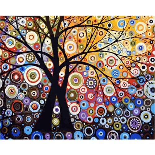 Magic Frameless DIY Hand-Painted Digital Painting Glare Tree Paint By Number Kit