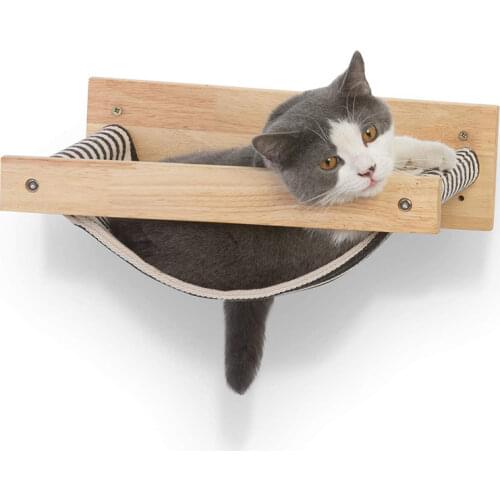 Wall-Mounted Cat Shelf for Cat Sleep Bed Wood Cat Hammock Cat Climbing Frame Cat Toy Jumping Platform Cat Tree Scratch Furniture