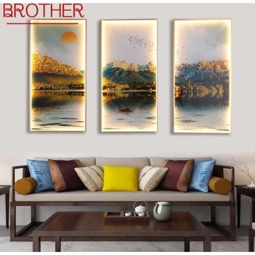 BROTHER Wall Sconces Lights Contemporary Three Pieces Suit Lamps Landscape Painting LED Creative For Home