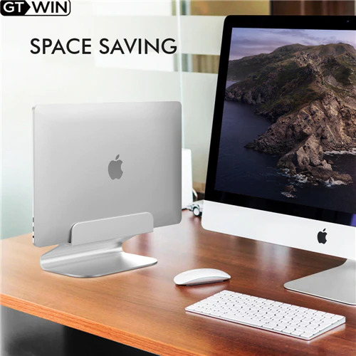 GTWIN 2021 New ST07 Computer Stand Adjustable Metal Vertical Laptop Stand Newly Designed Slot Aluminum Desktop Holder Silver