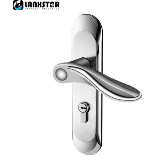 New Style 304 Stainless Steel Interior Wooden Door Handle-Lock 50mm Pitch Row Living Room Doors Anti Insert Lockset Handle Lock