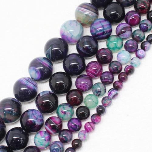 Wholesale 4-16mm purple&Green Stripe agates Round Loose Beads 15" sf6,For Jewelry making, can mixed wholesale