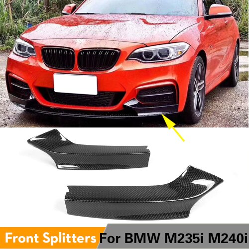 Carbon Fiber / FRP Front Bumper Lip Side Splitters Flaps Cupwings for BMW M235i M240i F22 M Sport Coupe Convertible 2014 - 2017