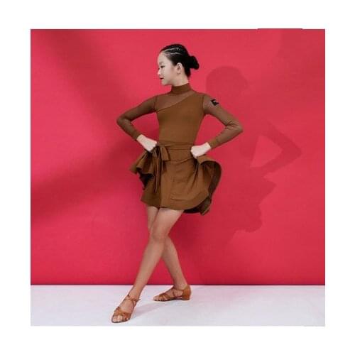2019 Latin Dance Dress For Girls Children Salsa Tango Ballroom Dancing Dress Competition Costumes Kids Practice Dance Clothing