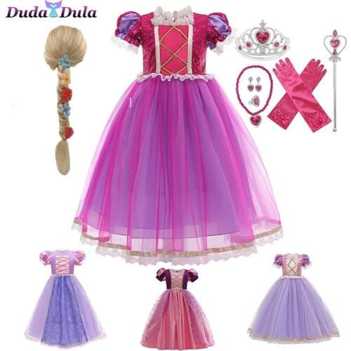 Girls Princess Anime Dress Christmas Halloween Tangled Costume Kids Birthday Sequins Sophia Fancy Costumes Dresses for Girls