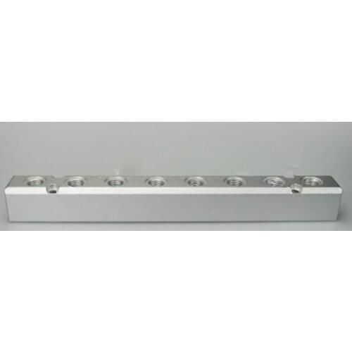 G1/2" In G1/4" Out 30x30mm 8 Way 10 Port Pneumatic Air Solid Aluminum Manifold Block Splitter Water Gas Oil