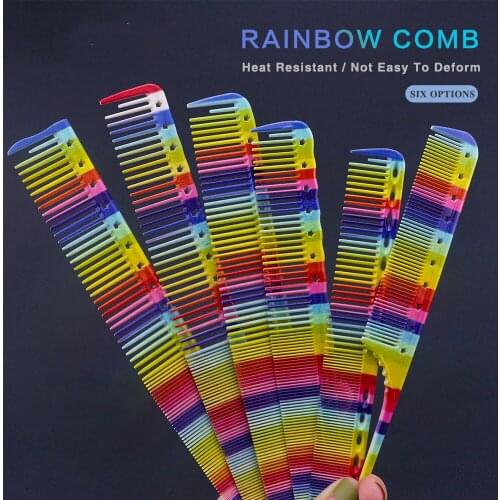 Professional Barber Hair Comb Rainbow Anti-Static Hairdressing Tangle Comb Beauty Hairdressing Haircut Tools For Hairdresser