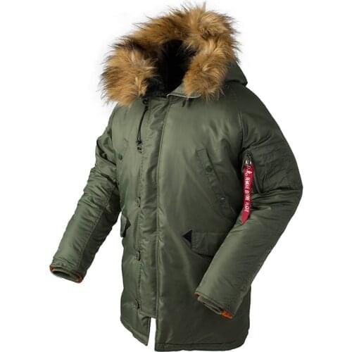 2019 Winter N3B Puffer Jacket Men Long Canada Coat Military Fur Hood Warm Trench Camouflage Tactical Bomber Army Korean Parka