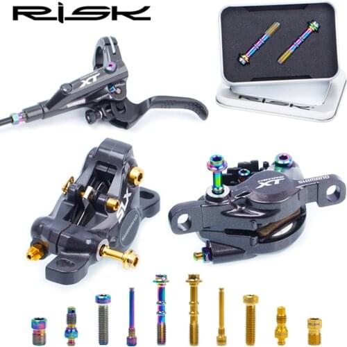 RISK Titanium Bicycle Oil Disc Brake Clamp Ultralight MTB Road Bike Caliper Bolts for SHIMANO Oil Disc All series Oil Tube Screw