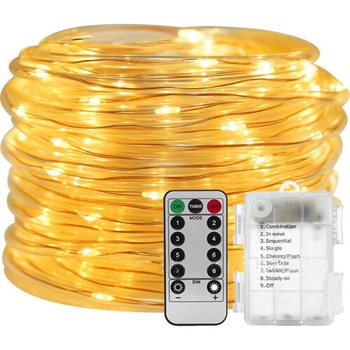 10/20/30M LED Rope Lights Battery Operated Christmas String Light with Remote 8 Modes Hanging Fairy Light For Garden Patio Fence