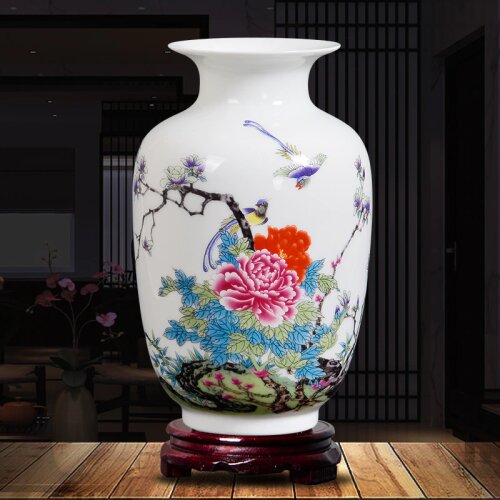 Tranditional Antique Jingdezhen Vintage Ceramic Vase Peony flower Porcelain Chinese Vase NO base
