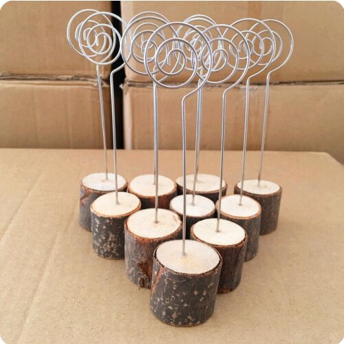Wedding Party Decoration Wooden Place Name Card Holders Photo Holder Card Paper Note Clip LX4433