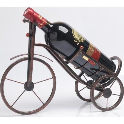 Uropean style retro wrought iron tricycle wine rack decoration creative home wine cabinet decoration wine bottle storage rack