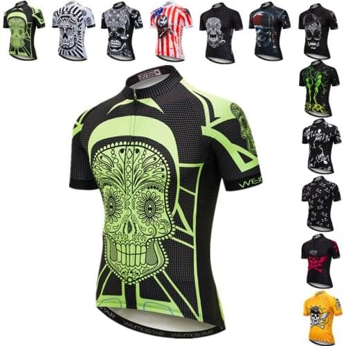 Weimostar Green Skull Cycling Jersey Men Summer Short Sleeve Riding MTB Bike Jersey Camisa Ciclismo Road Sport Bicycle Clothing