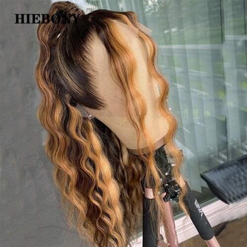 Highlight Wavy Lace Front Human Hair Wigs with Baby Hair Brazilian 13x6 Highlight Deep Wave Lace Front Wigs Pre Plucked Hairline