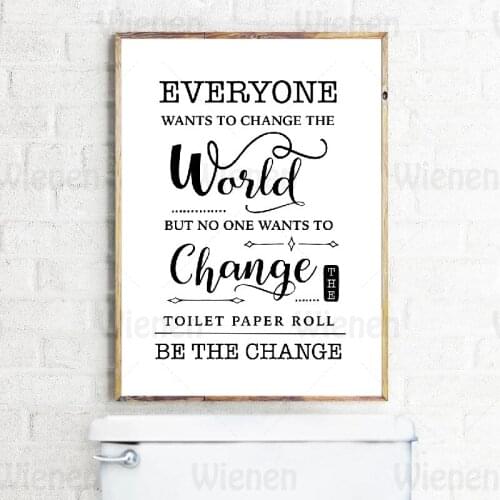 Funny Toilet Sign Wall Art Canvas Painting Bathroom Toilet Paper Quote Black White Wall Picture Decor Poster Home Decor Mural