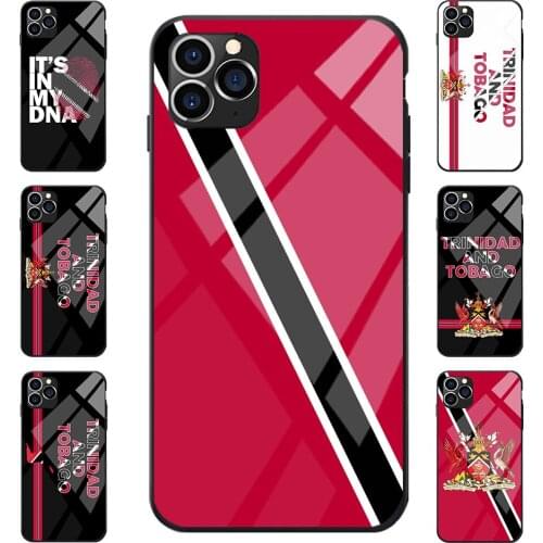 Tempered Glass Back Phone Case For Samsung A20 50 70 M20 30 S7 S8 S9 S10 LITE Edge PLUS NOTE Trinidad and Tobago National Flag