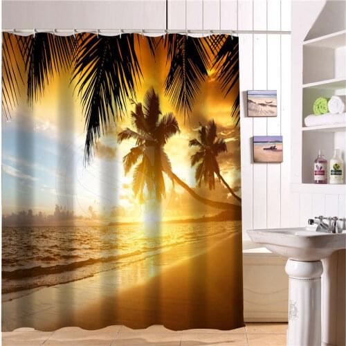 Custom Bath Curtain Beach Summer Ocean Sky Sea Nature Fabric Modern Shower Curtain Bathroom Beautiful Curtains Bath Decor