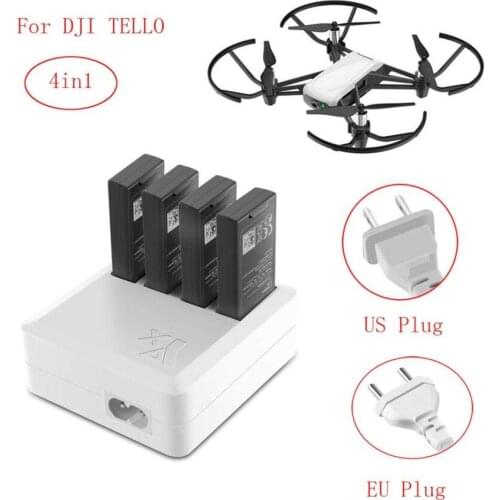Battery Charger for DJI Tello Drone, 4in1 Multi Battery Charger Hub RC Intelligent Quick Charging (US/EU plug)