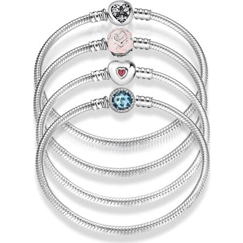 100% real 925 Sterling Silver for womens gift Charm snake bone chain Bracelets fashion jewelry