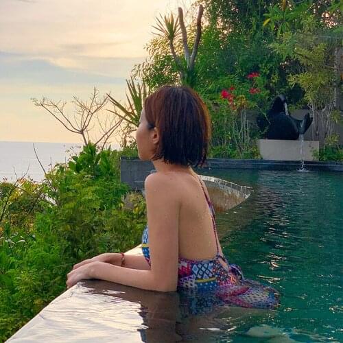 Womens Swimsuit Printing Bikini Big Size Sexy Ethnic Style Swimwear Frenulum Conjoined Body Bikinis HotSpring Swimsuits