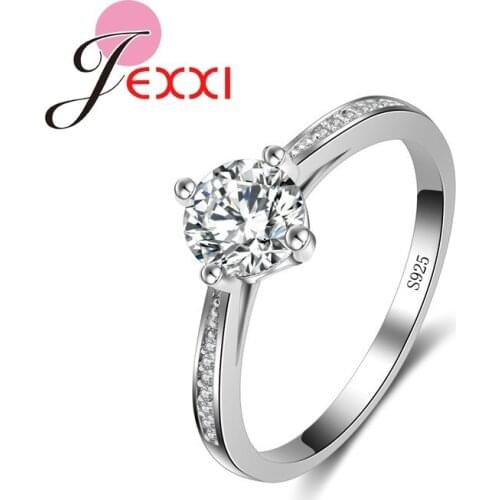 925 Sterling Silver Ring CZ Crystal Jewelry Classic Engagement Wedding Rings For Women Finger Accessories Hot Sale