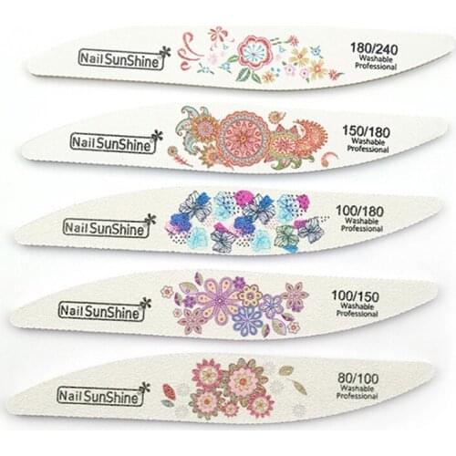 1 Pc Washable Nails Files Sandpaper Willow High Quality Nail Files Printed Manicure Tool